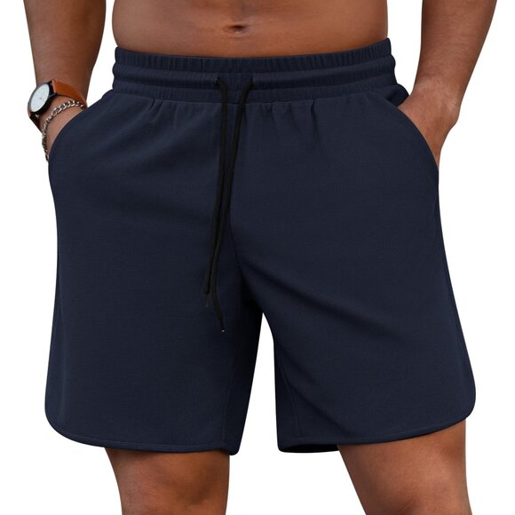 All in Motion Men's Soft Gym Shorts elastic 2 pocket 9" inseam Navy Size Small - Picture 1 of 3
